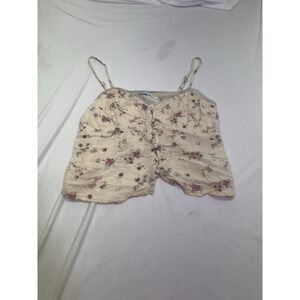 Arizona Jeans Co. Cami Crop Top Women's M Floral Print Hook And Eye Boho Whimsy